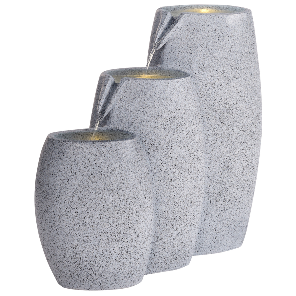 foto del prodotto fontana d 39 acqua da esterno in resina beige luce da giardino led inserita design moderno