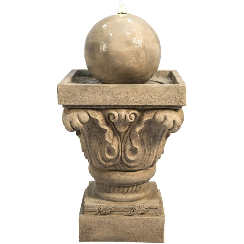 foto del prodotto fontana d acqua bacino sfera a 2 livelli con luci e pompa per esterni e giardino, ornamento zen a cascata per interni, decorazione del patio