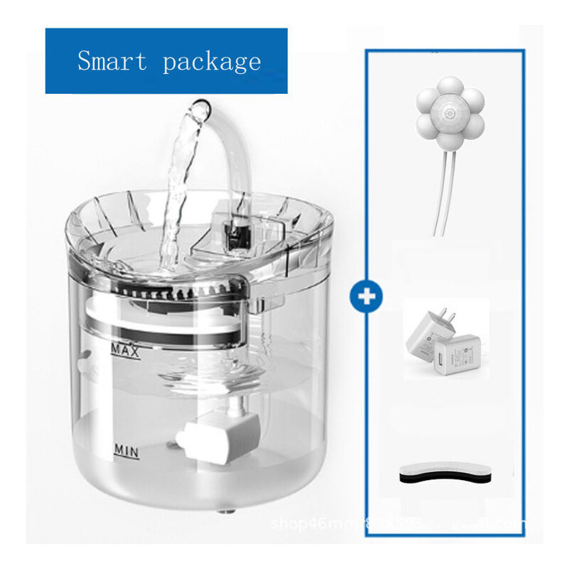foto del prodotto fontana d'acqua smart cat da 2 litri con rubinetto distributore d'acqua per cani bevitore trasparente filtri per animali domestici alimentatore