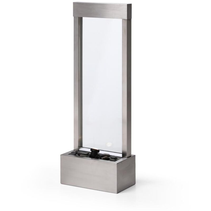 foto del prodotto fontana da esterno in acciaio inox e vetro con led h.108 cm argento panga