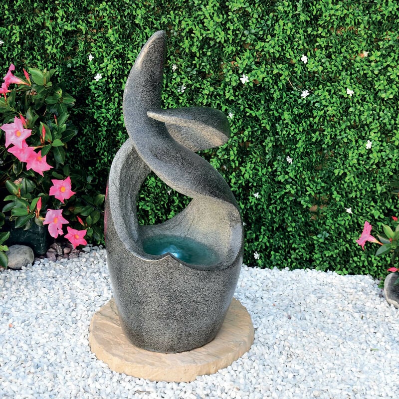 foto del prodotto fontana da giardino 28x26x75 cm 20 litri in poliroccia con led e pompa grigia
