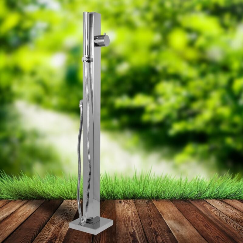 foto del prodotto fontana da giardino a colonna esterno salice acciaio inox con miscelatore 100 cm confezione 1