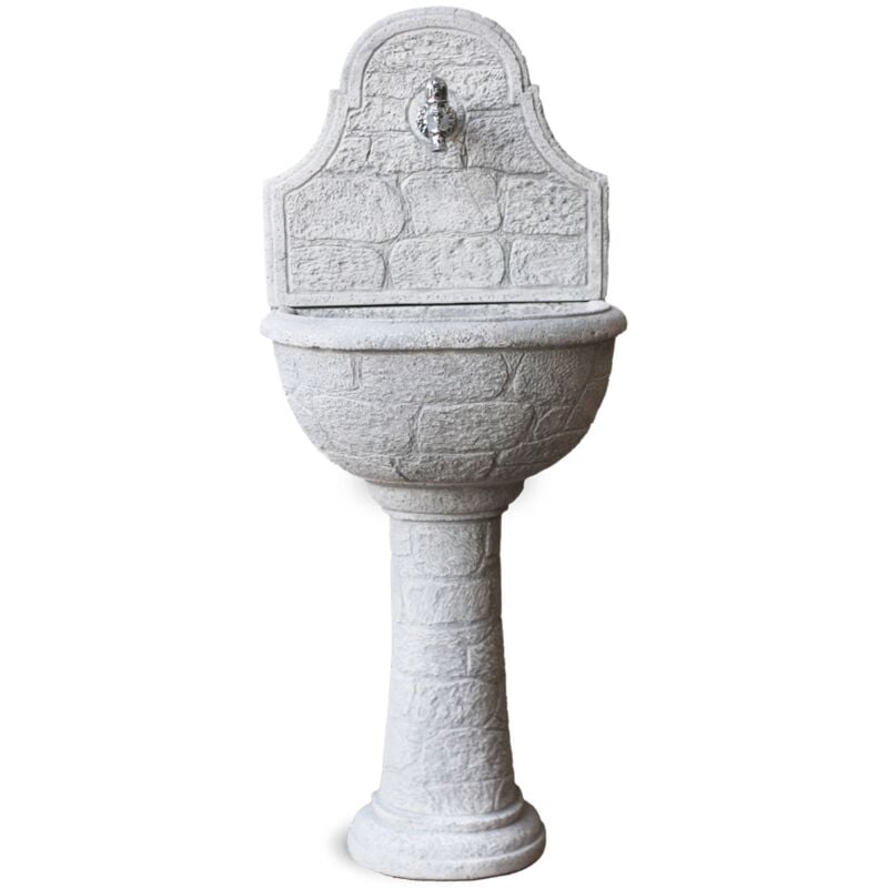 foto del prodotto fontana da giardino a muro kam varo anticato grigio 50x37x122 cm