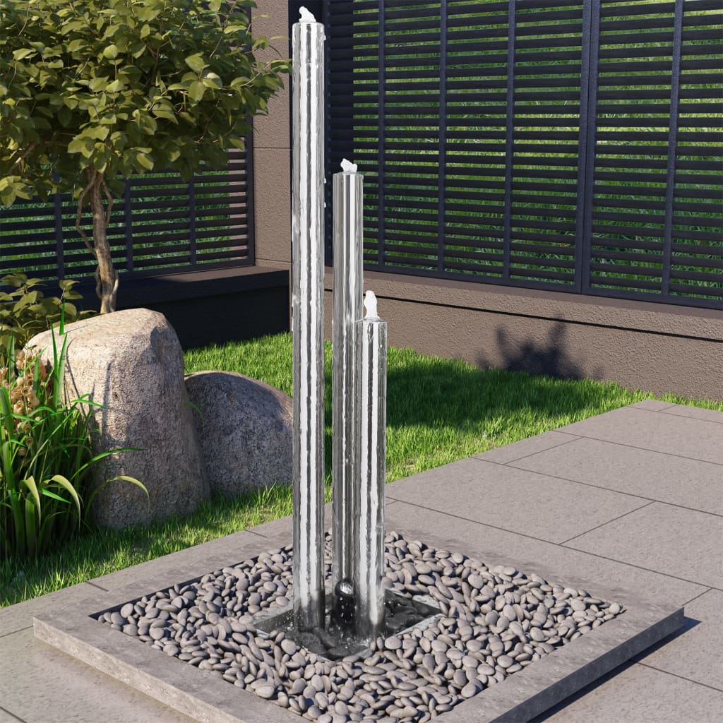 foto del prodotto fontana da giardino argento 48x34x153 cm in acciaio inox cod mxl 77821