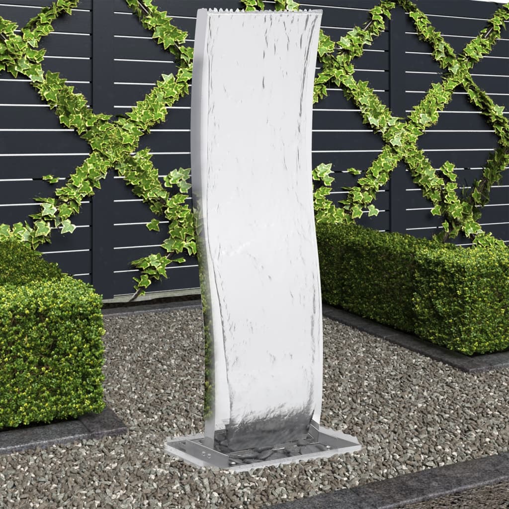 foto del prodotto fontana da giardino con pompa in acciaio inox 130 cm curvo cod mxl 61690