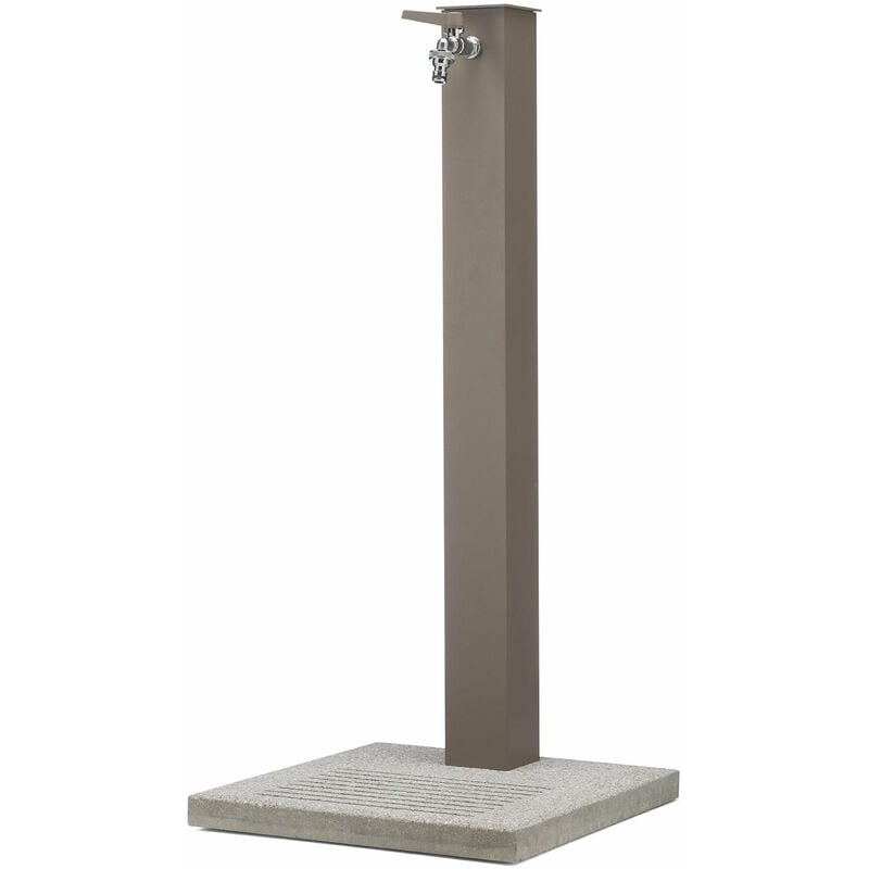 foto del prodotto fontana da giardino con rubinetto e base in cemento belfer 42 qbm tortora