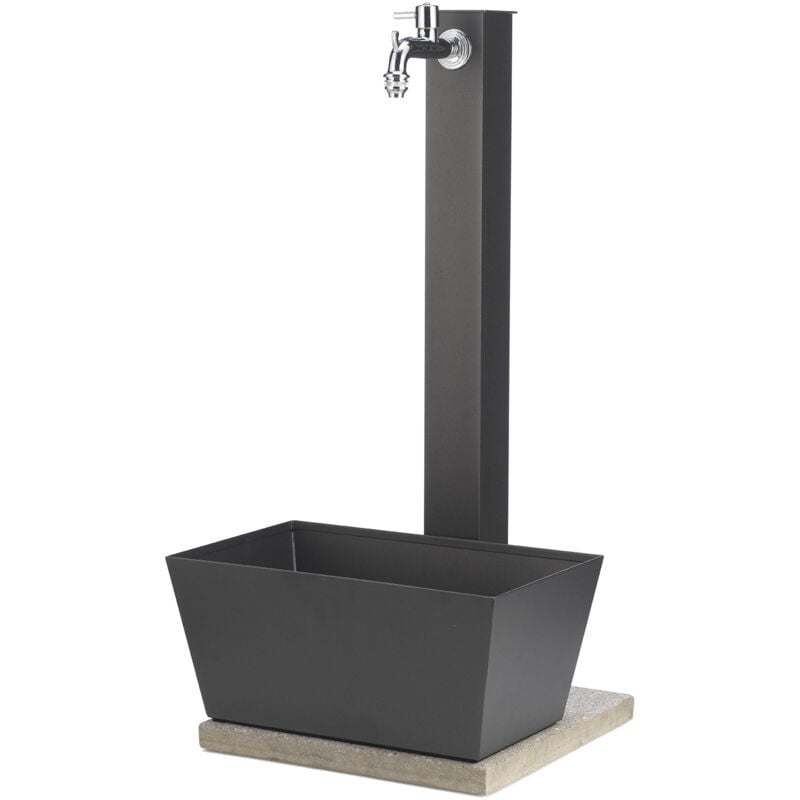 foto del prodotto fontana da giardino con rubinetto vaschetta e base antracite made in italy 42 qvr