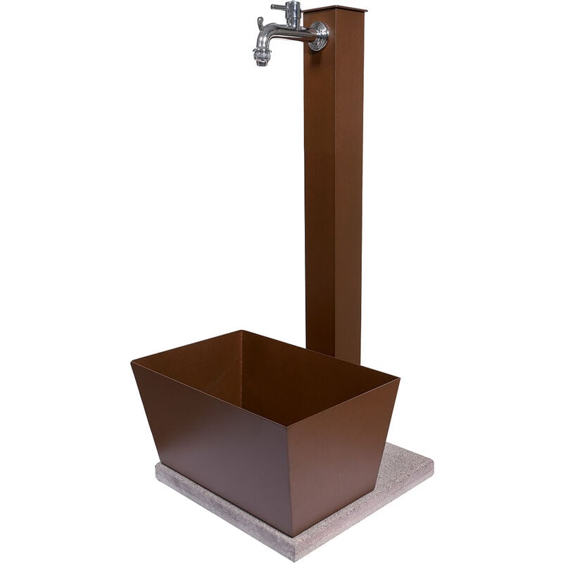 foto del prodotto fontana da giardino con rubinetto vaschetta e base ruggine made in italy 42 qvr