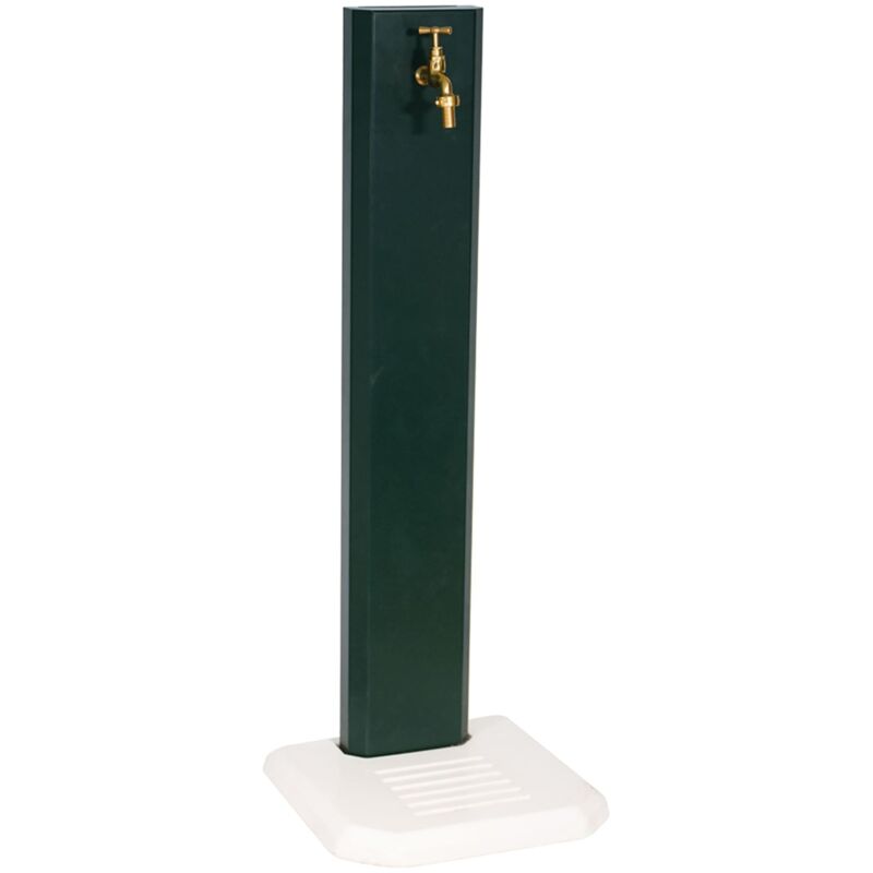 foto del prodotto fontana da giardino design a colonna ovale rubinetto in ottone con base in cemento verde