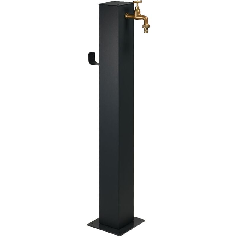 foto del prodotto fontana da giardino design a colonna quadrata rubinetto in ottone e base 5 mm antracite