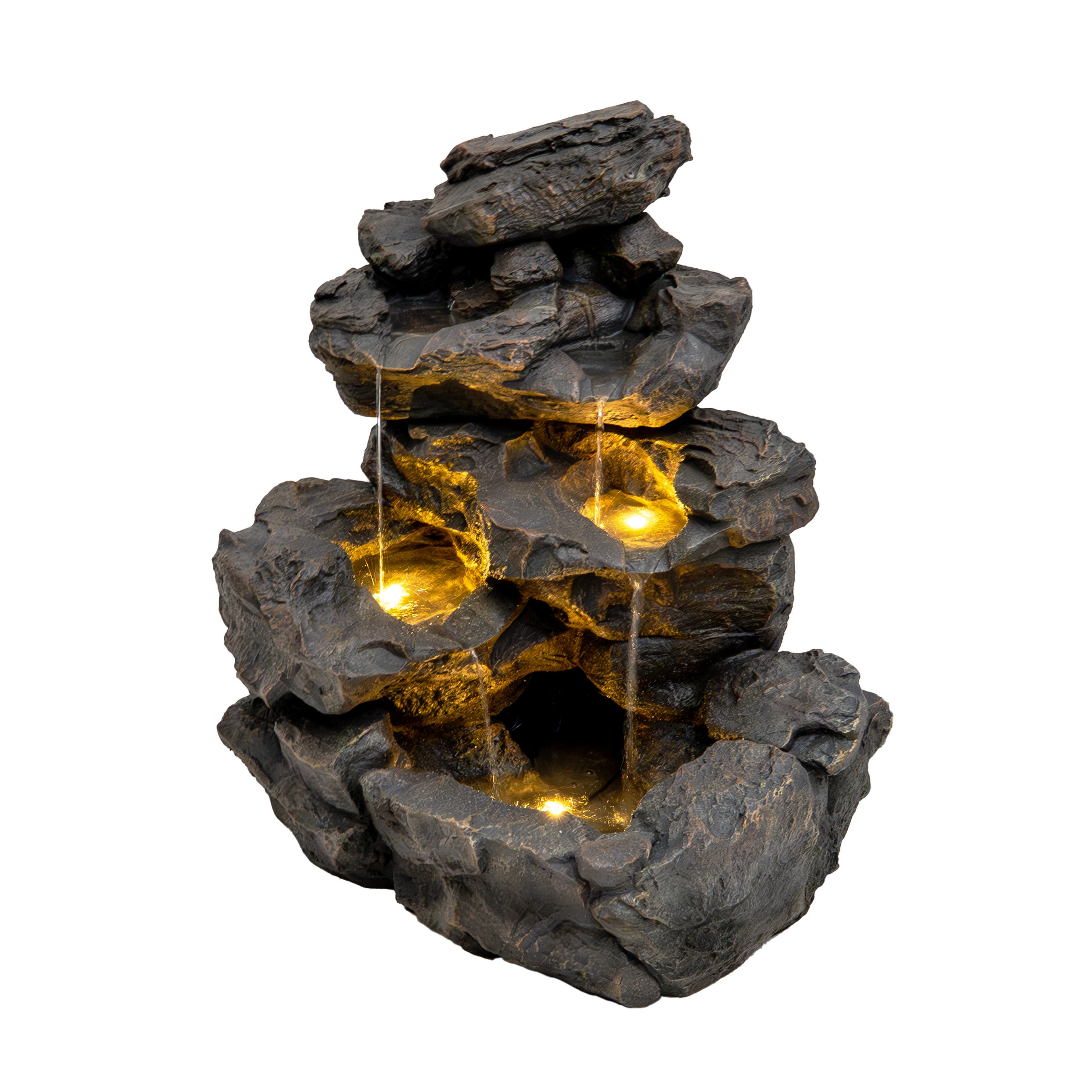 foto del prodotto fontana da giardino elettrica con led e cascata rustic rapids