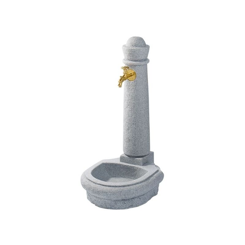 foto del prodotto fontana da giardino venezia grigia, imitazione pietra naturale. altezza 90 cm, larghezza 44 cm e profondit 52 cm