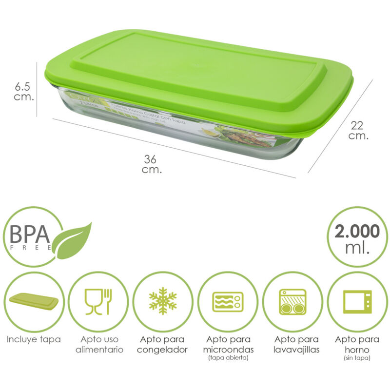 foto del prodotto fontana di cristallo rettangolare con coperchio 2 litri 36 x 22 x 6,5 (h) cm. - oryx