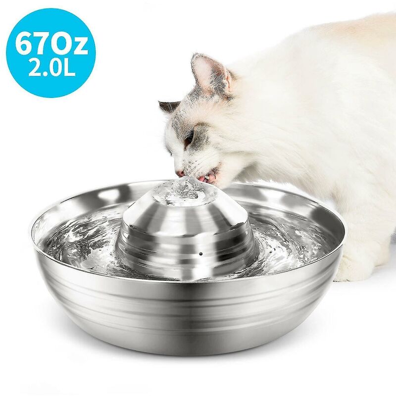 foto del prodotto fontana per animali domestici in acciaio inossidabile fontana per gatti fontana per cani ciotola per animali alimentazione automatica usb