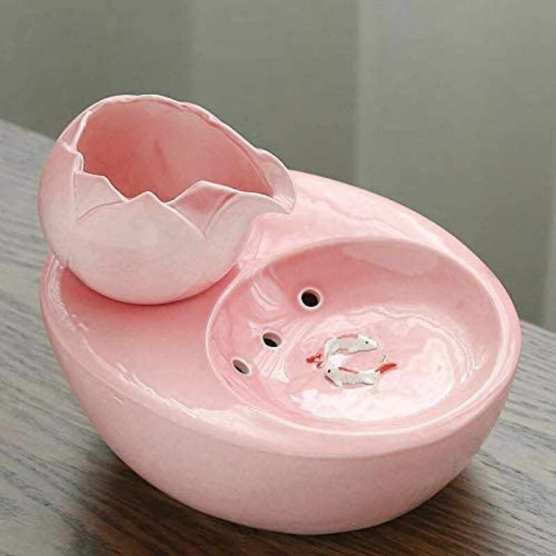 foto del prodotto fontana per animali domestici in ceramica fontana verticale per gatti lotus filtro a circolazione automatica per acqua sana e igienica con