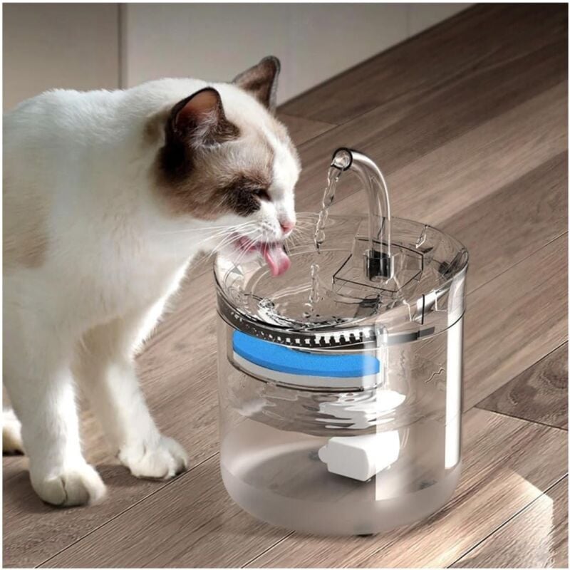 foto del prodotto fontana per gatti a batteria, fontana silenziosa senza fili da 2 litri per gatti da interno, fontana per gatti da interno facile da pulire, ideale
