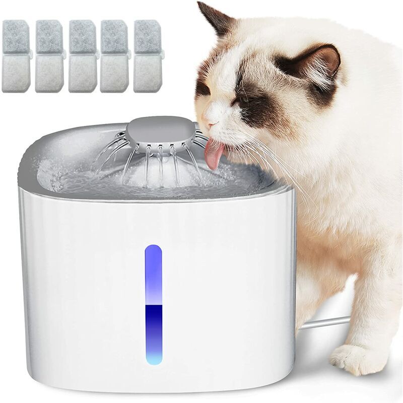 foto del prodotto fontana per gatti fontana per gatti con filtro a carbone attivo da 4 pezzi fontana per cani con finestra led per il livello dell acqua fontana per