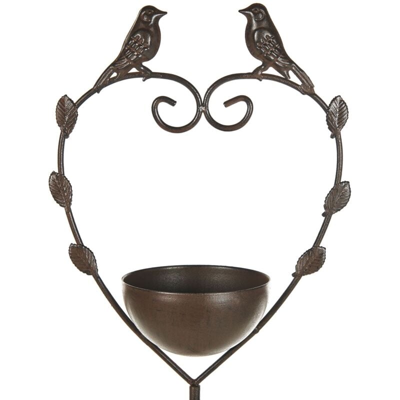 foto del prodotto fontana per giardino all aperto uccelli ciotola acqua abbeveratoio mangiatoia ferro antico decorativo marrone sparrow
