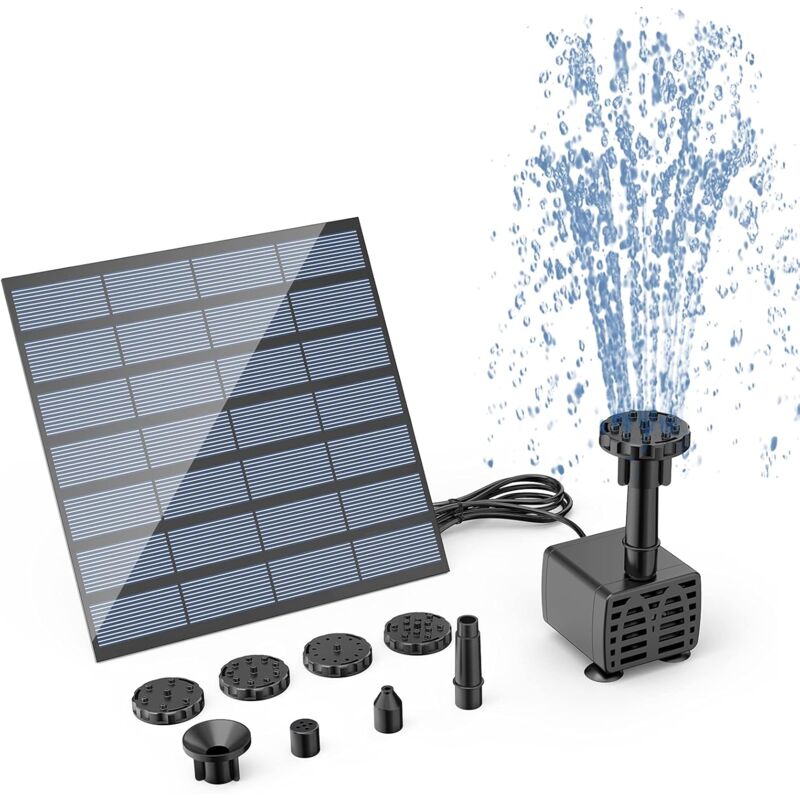foto del prodotto fontana solare crediri, fontana solare da giardino per uso esterno, con 6 ugelli, design fai da te, adatta per giardini, stagni, piscine, patii