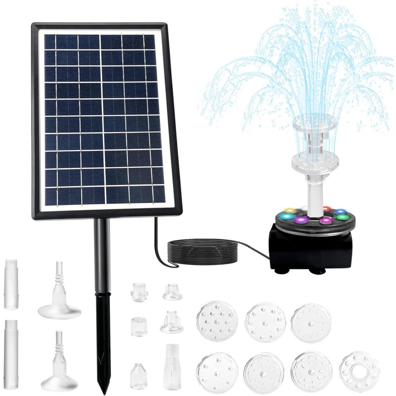 foto del prodotto fontana solare da 7 w fontana solare doppia pompa solare per laghetto pompa dell acqua integrata da 3000 mah pompa galleggiante solare con 10