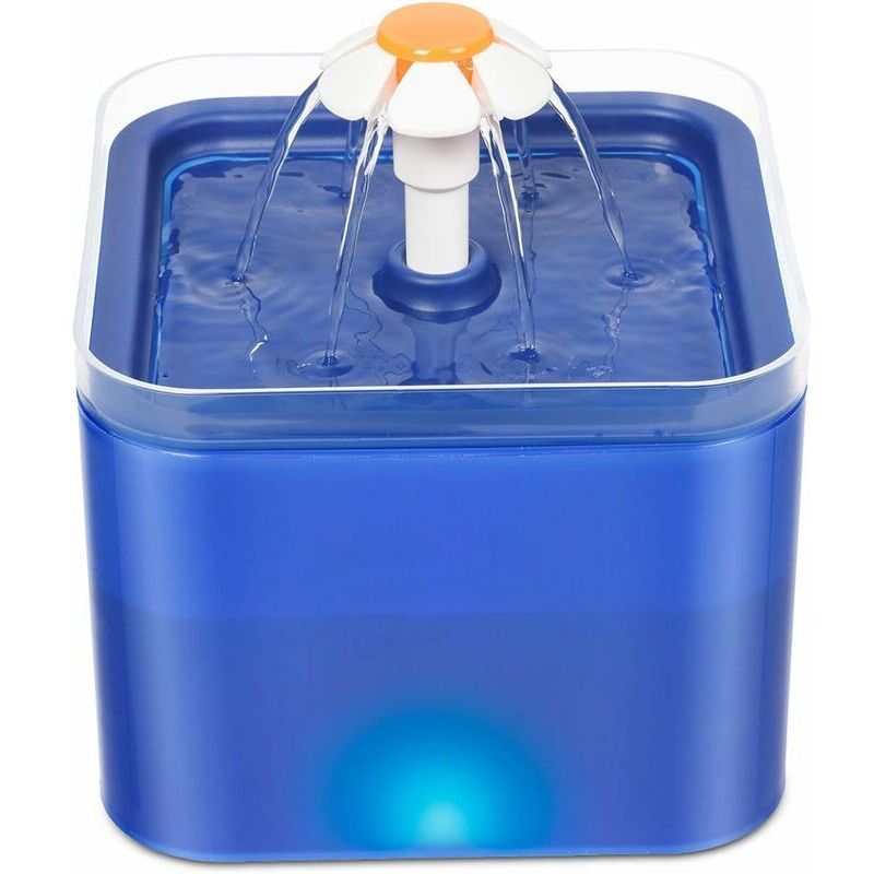 foto del prodotto fontanella per animali domestici, distributore automatico d acqua da 2 litri per cani e gatti, sistema di filtraggio quadruplo, con luce led e