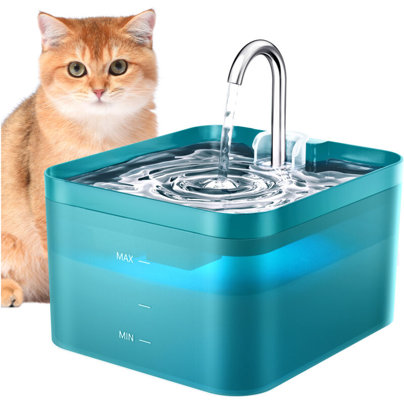 foto del prodotto fontanella per gatti da 2,2 l con led e filtro a carboni attivi, silenziosa e facile da pulire