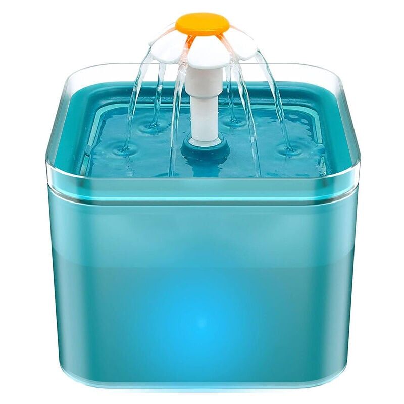 foto del prodotto fontanella per gatti ultra silenziosa con luce led, 2 litri, filtrazione multipla, acqua corrente, tre modalit di flusso.