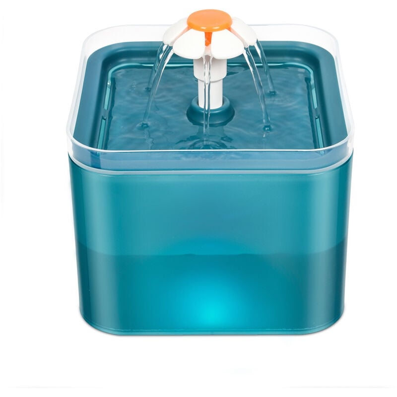 foto del prodotto fontanella verde acqua per cani e gatti, con led, distributore automatico di acqua ultra silenzioso, capacit 2 litri
