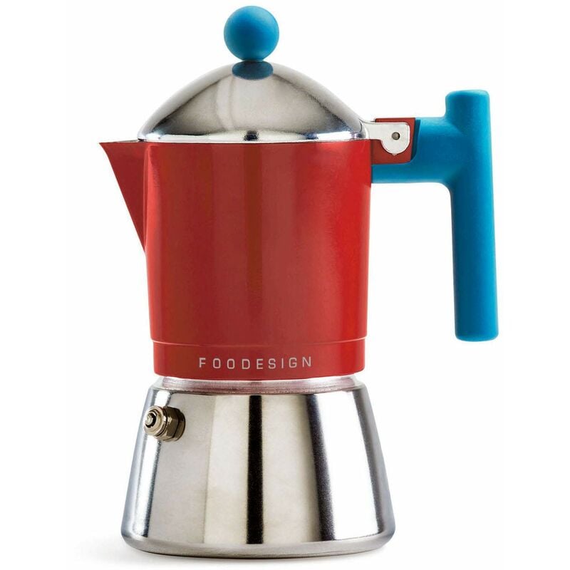 foto del prodotto foodesign caffettiera moka cocca 3 tazze, design moderno, per gas e induzione, caldaia bi materiale