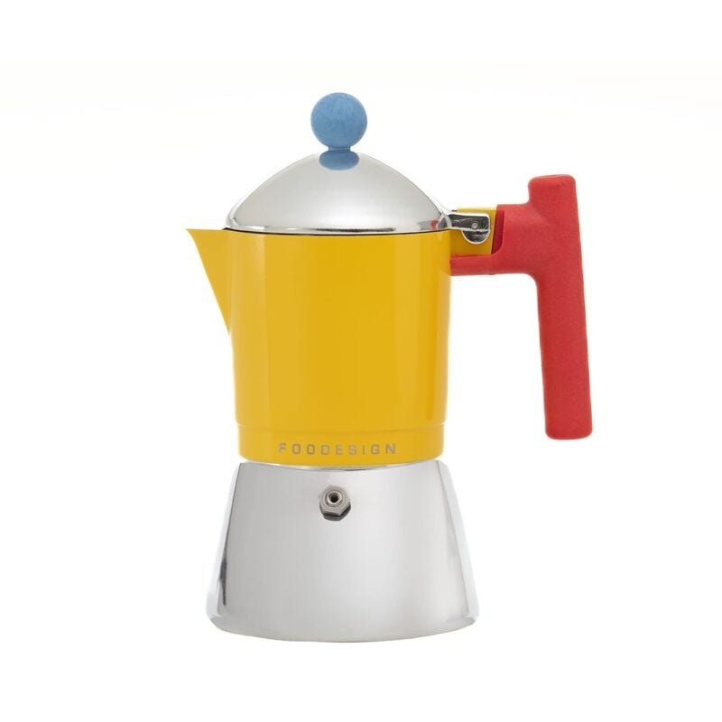 foto del prodotto foodesign caffettiera moka cocca 3 tazze, design moderno, per gas e induzione, caldaia bi materiale