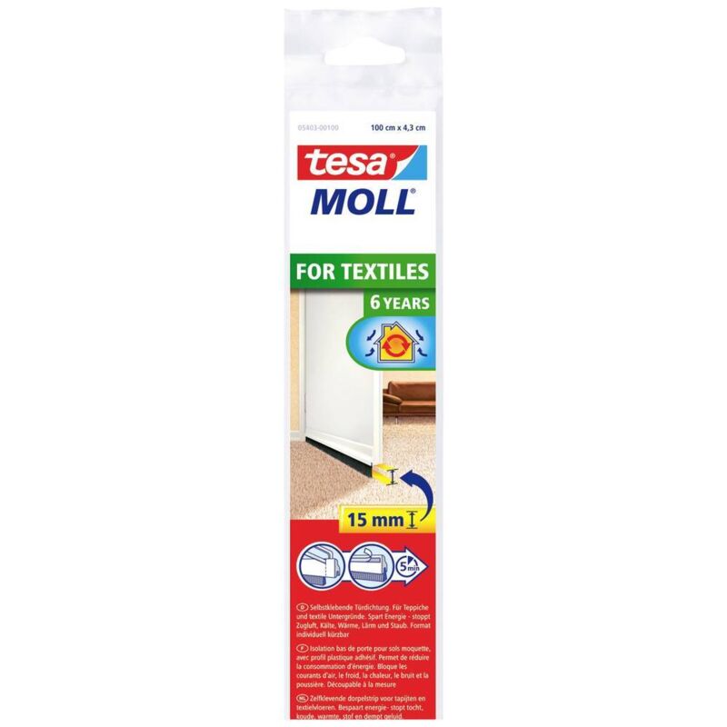 foto del prodotto for textiles 05403 00100 00 asta sottoporta autoadesiva moll bianco l x l 1 m x 40 mm 1 pz. tesa