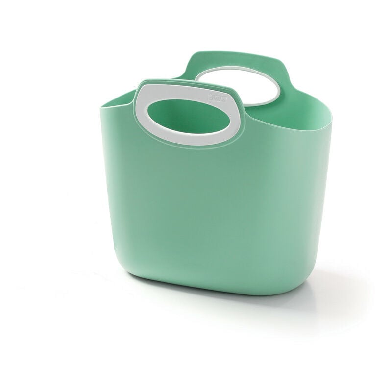 foto del prodotto for2 verde salvia, borsa multiuso in plastica indoor outdoor, con manici, semirigida, made in italy