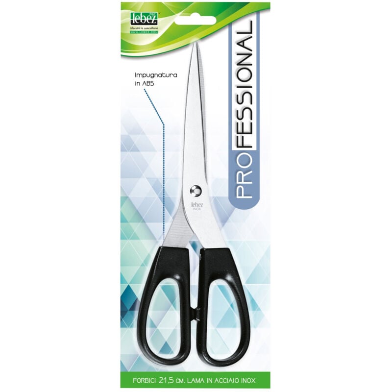 foto del prodotto forbici 21,5 cm lama acciaio inox impugnatura simmetrica nera lebez