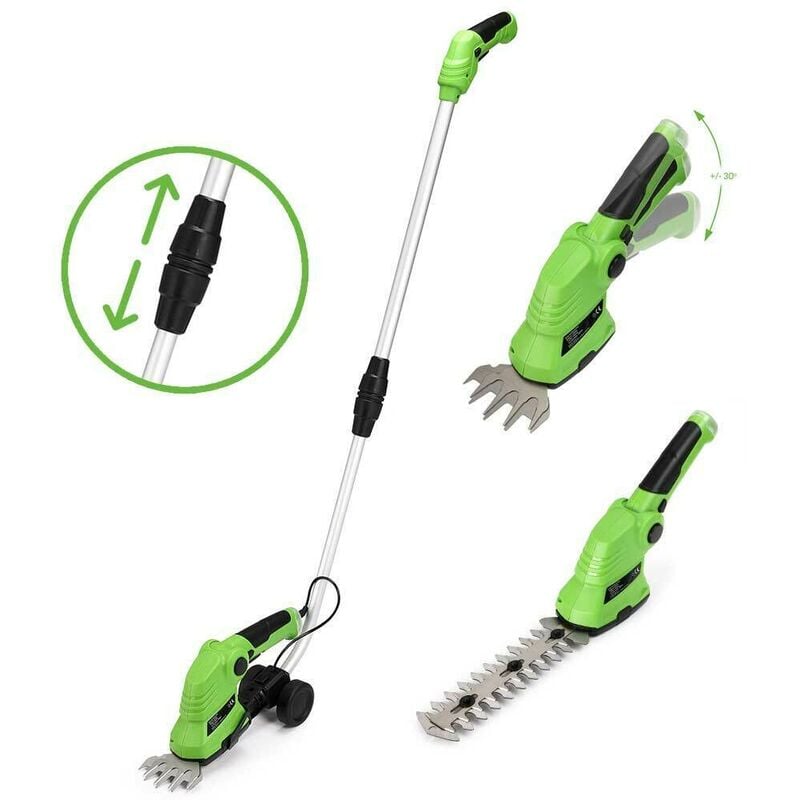 foto del prodotto forbici cesoie sfoltirami elettrico a batteria con manico tagliaerba tagliasiepi