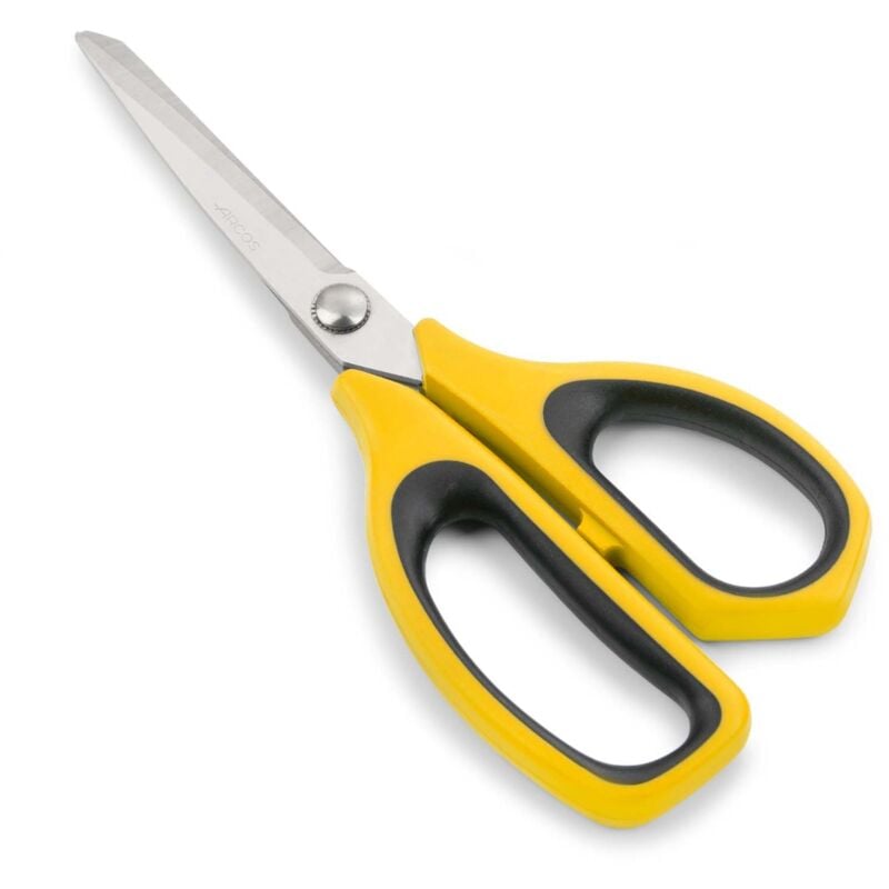 foto del prodotto forbici da cucina arcos 185625 in acciaio inox e mango polipropilene elastomero giallo 215 mm in blister pack