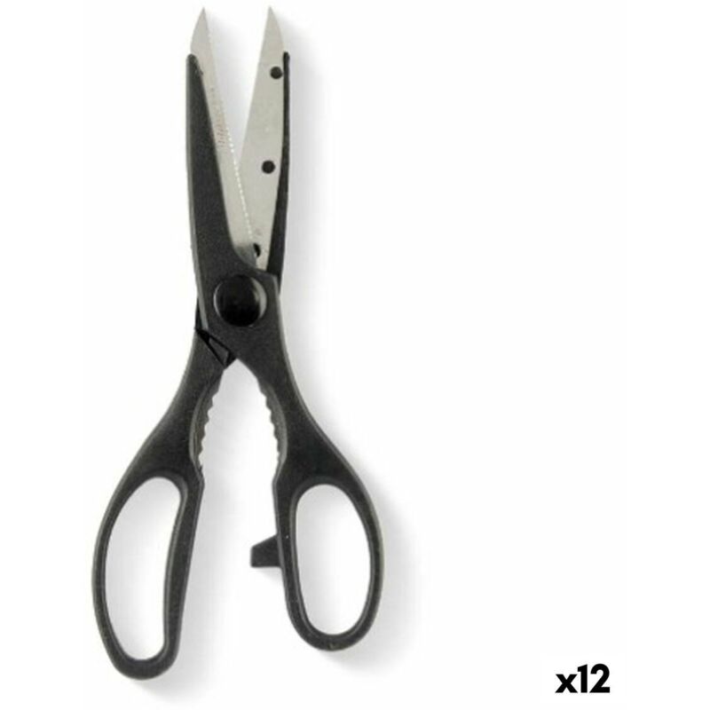 foto del prodotto forbici da cucina kinvara nero argentato acciaio inossidabile 7,5 x 21 x 1 cm 12 unità