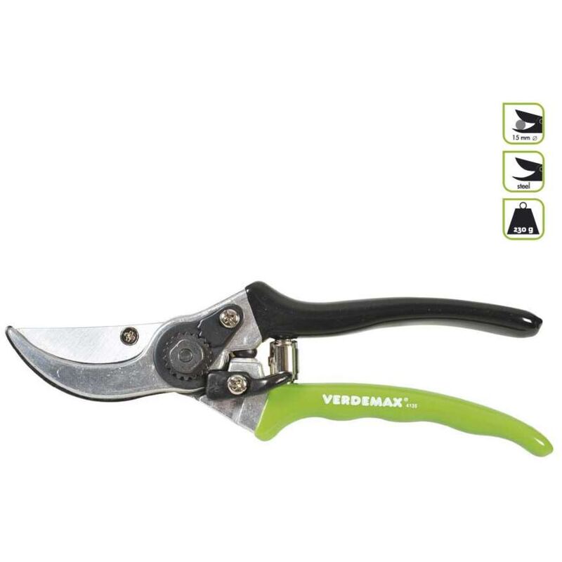 foto del prodotto forbici da giardino bypass cromate impugnatura comoda 21 cm verdemax