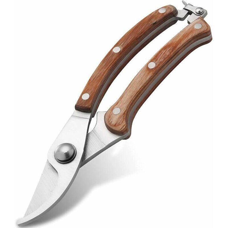 foto del prodotto forbici da potatura con manico in legno in acciaio inossidabile, affilate, attrezzi da giardinaggio per rami di bonsai da giardino