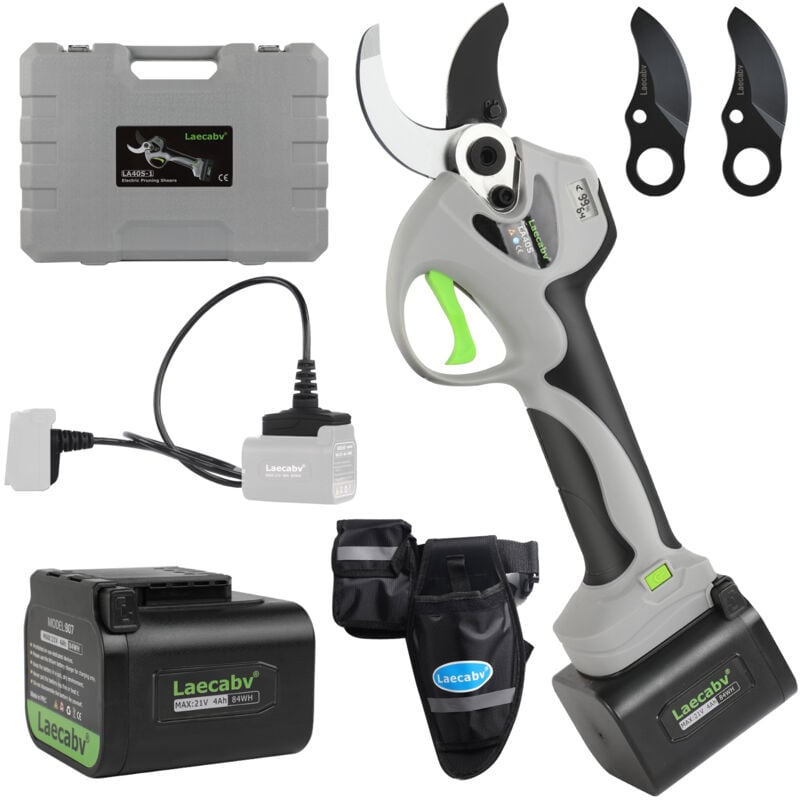 foto del prodotto forbici da potatura elettriche laecabv 40mm professionali progressivo forbice elettrica potatura con 2 21v 4ah batteria per giardinaggio olivo vigneto
