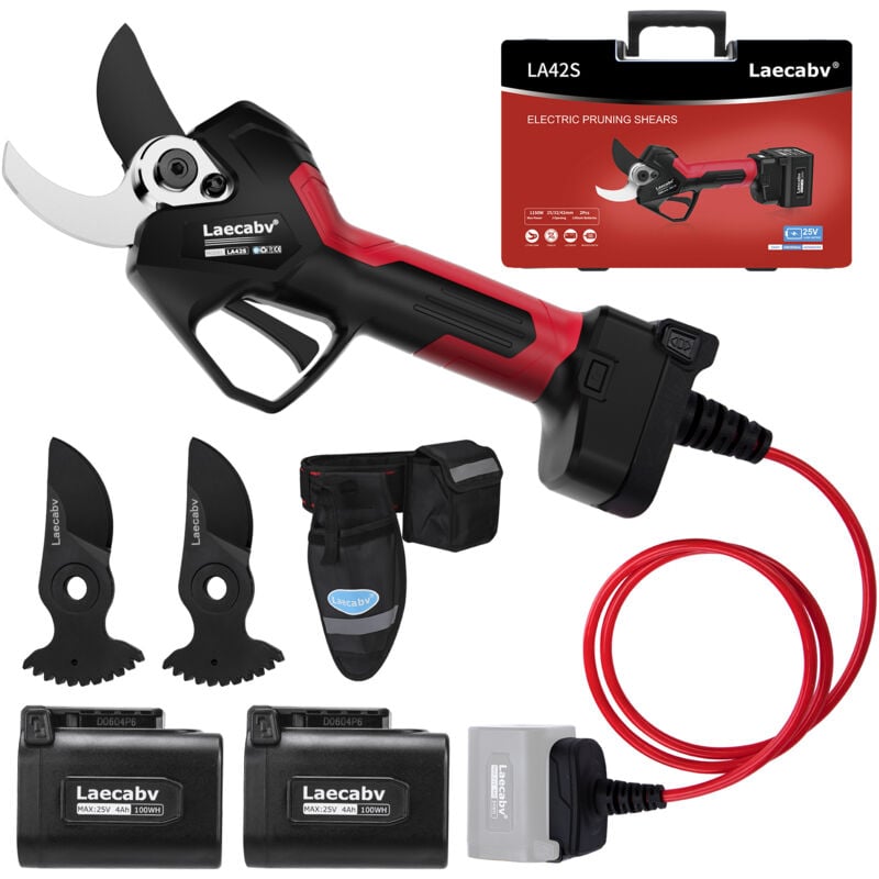 foto del prodotto forbici da potatura elettriche laecabv 42mm professionali progressivo forbice elettrica potatura con 2 25v 4ah batteria per giardinaggio olivo vigneto