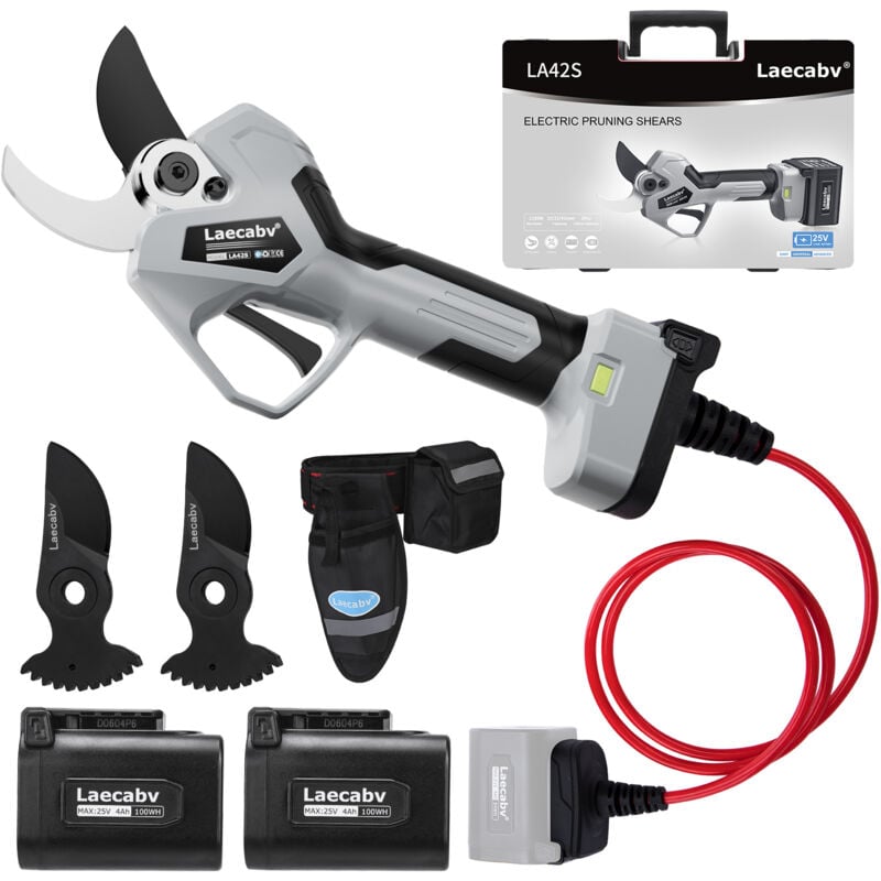 foto del prodotto forbici da potatura elettriche laecabv 42mm professionali progressivo forbice elettrica potatura con 2 25v 4ah batteria per giardinaggio olivo vigneto