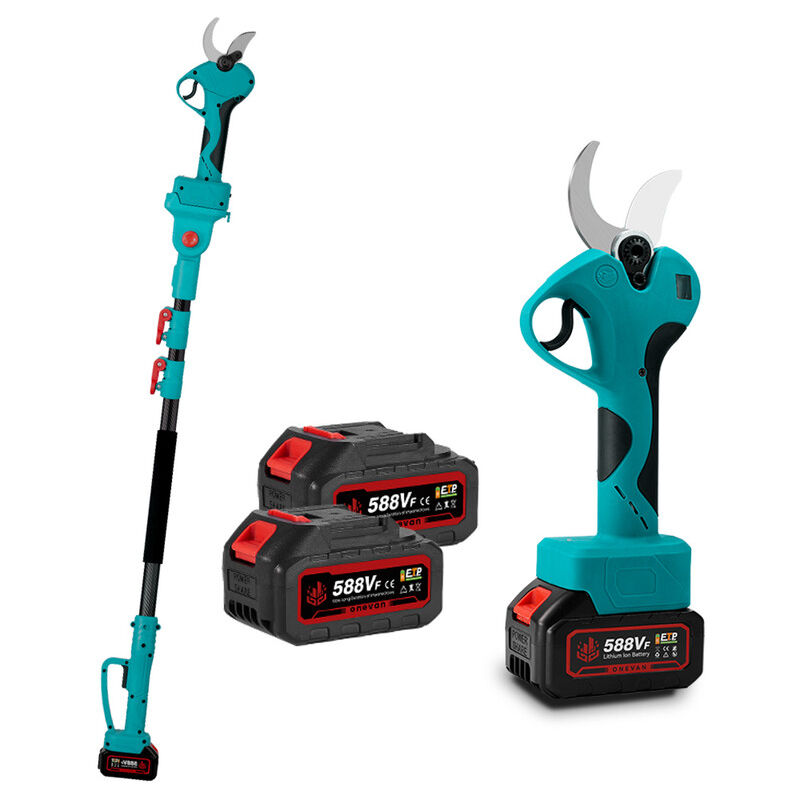 foto del prodotto forbici elettriche da potatura con asta telescopica da 2 m, forbici elettriche da potatura a batteria da 45 mm con ombrello per siepi, alberi, frutta