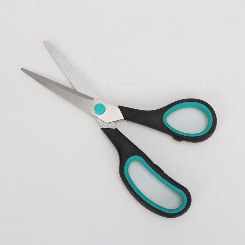 foto del prodotto forbici, lame in acciaio inox, impugnatura morbida, per casa, ufficio e scuola, multiuso, blu grigio, 19 cm