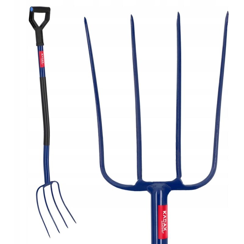 foto del prodotto forche da giardino 4 denti in metallo per compostaggio fieno 130 cm kadax