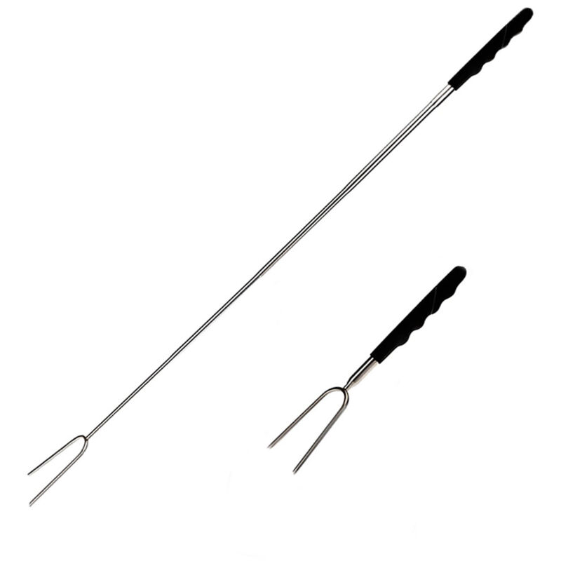 foto del prodotto forchetta barbecue estensibile da 25 a 86 cm in metallo con manico in plastica forchettone griglia pesce o carne pic nic