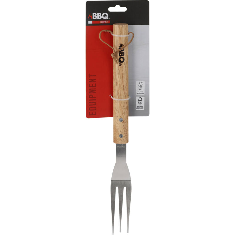 foto del prodotto forchetta da barbecue in acciaio inossidabile con manico in legno 42 cm bbq