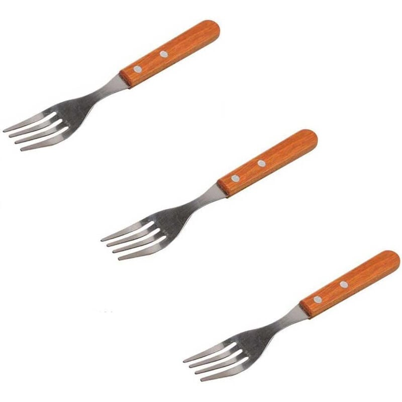foto del prodotto forchetta da cucina 3 pezzi con manico in legno posate set utensili da cucina moderno