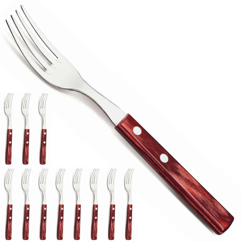 foto del prodotto forchetta da tavolo per pizza bistecca horeca in acciaio inox, set da 12, lunghezza 200 mm, rossa