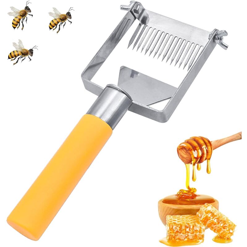 foto del prodotto forchetta per miele con manico, forchetta per apicoltura in acciaio inossidabile, raschietto per favi per l estrazione del miele, strumento perfetto