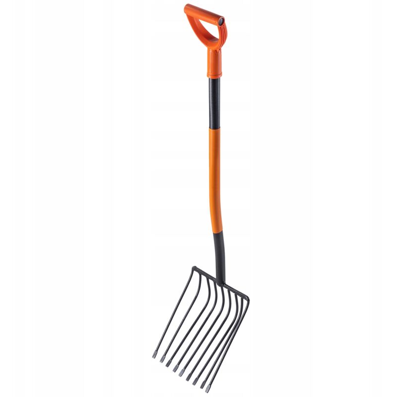 foto del prodotto forchetta per patate kadax con testa in acciaio temprato al carbonio e denti piatti, attrezzo da giardino con manico lungo 9 denti 